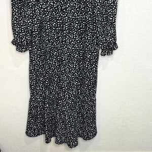 Mango MNG Black White Long Sleeve Maxi Dress Size 8