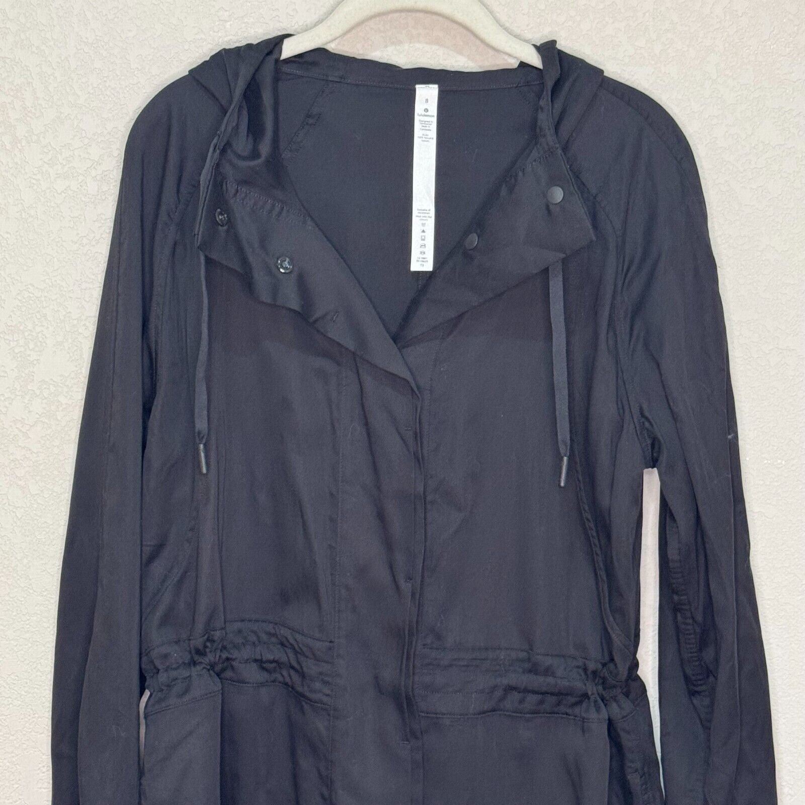 Lululemon Coat Womens 8 Black City Stroll Jacket Hooded Lightweight Tencel $148