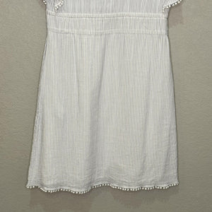 Vanessa Bruno Dress Womens 38 Striped Ruffle Mini Boho Pom Trim Summer