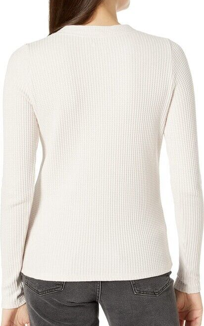 Faherty Eira Waffle Top Size Large in Oat Color