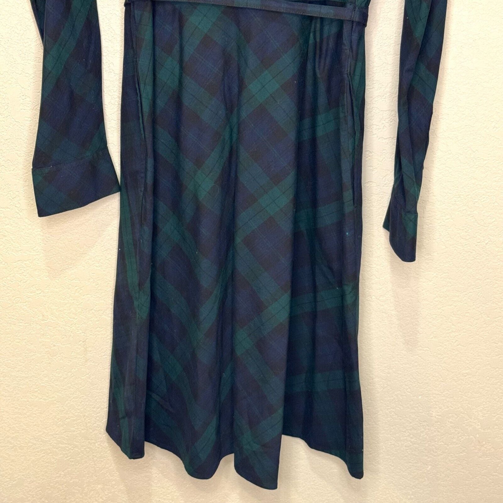 UNTUCKit Green Navy Blue Plaid Shirt Dress Size 10