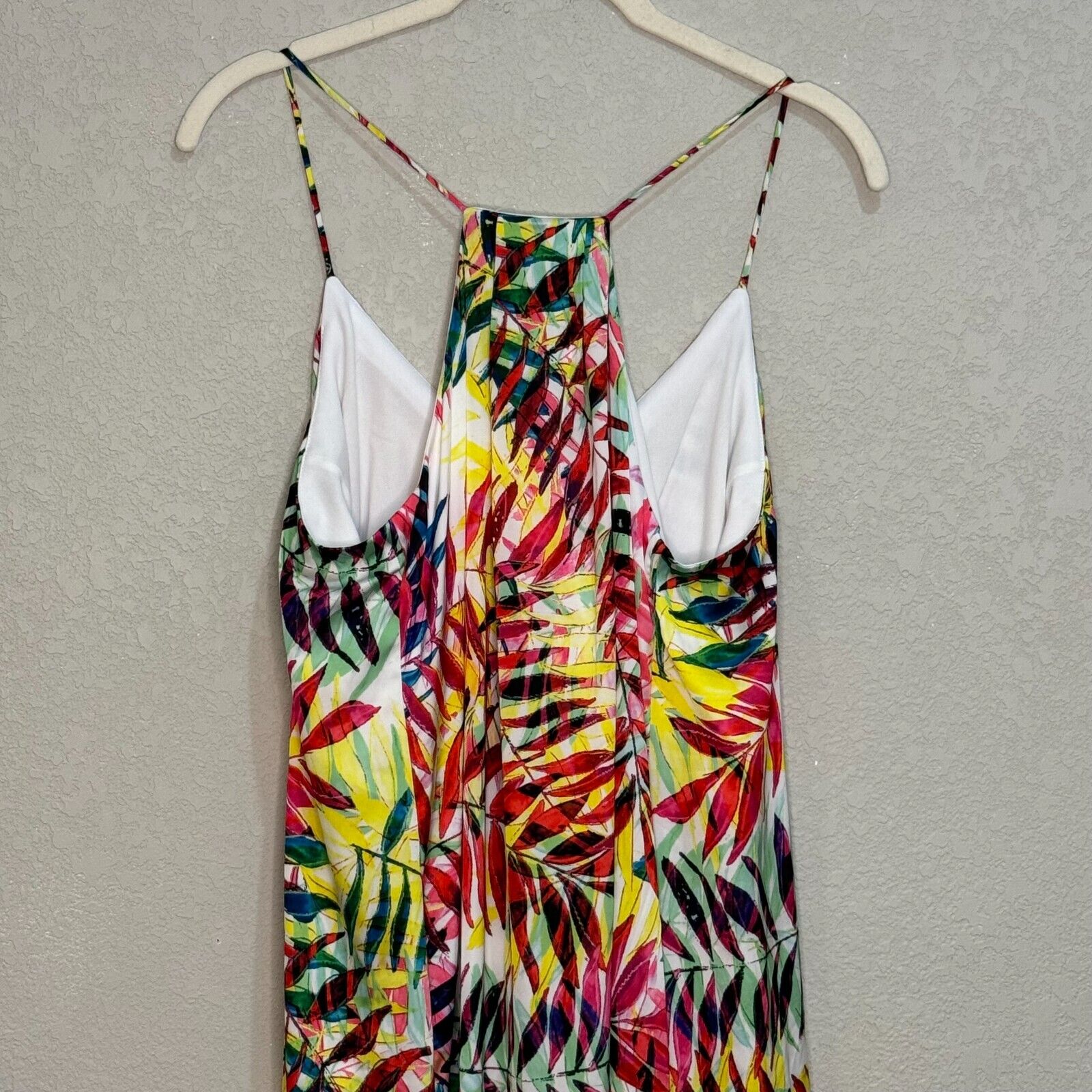 Nicole Miller Maxi Dress Palm Leaves Tropical Racerback Lined Size Small