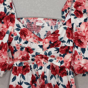 Altar'd State Dress Cyndella Small Puff Sleeve Cutout Mini Boho Floral Roses