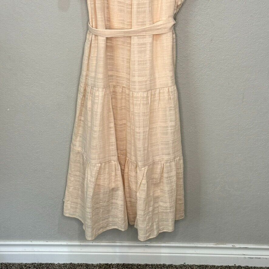 Evereve Carley Tiered Square Neck Tie Waist Midi Dress Women's Size XL NEW $118