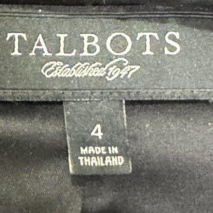 Talbots Jacket Womens 4 Black Wool Blend Tweed Pearl Button Blazer Elegant Trim