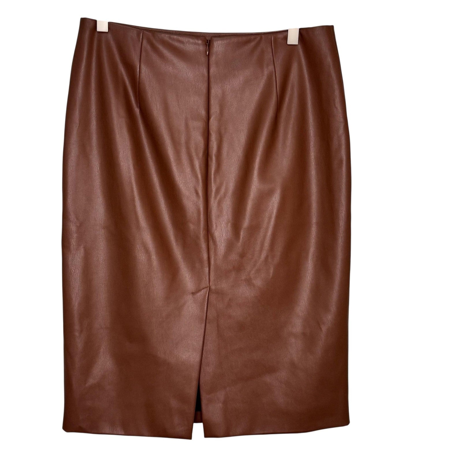 Theory Skirt Womens 6 Brown Faux Leather R Bedford Skinny Pencil Midi Back Slit