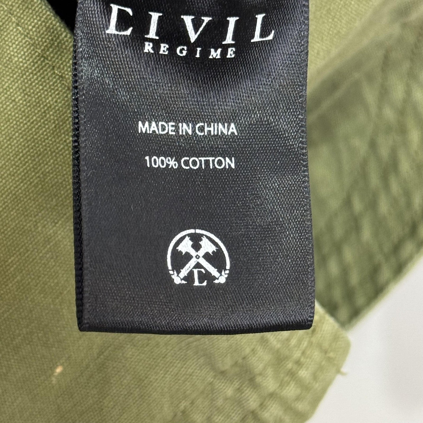 Civil Regime Jacket Womens Medium Green Embroidered Utility Open Front Pockets