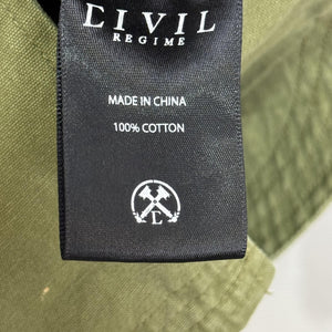 Civil Regime Jacket Womens Medium Green Embroidered Utility Open Front Pockets