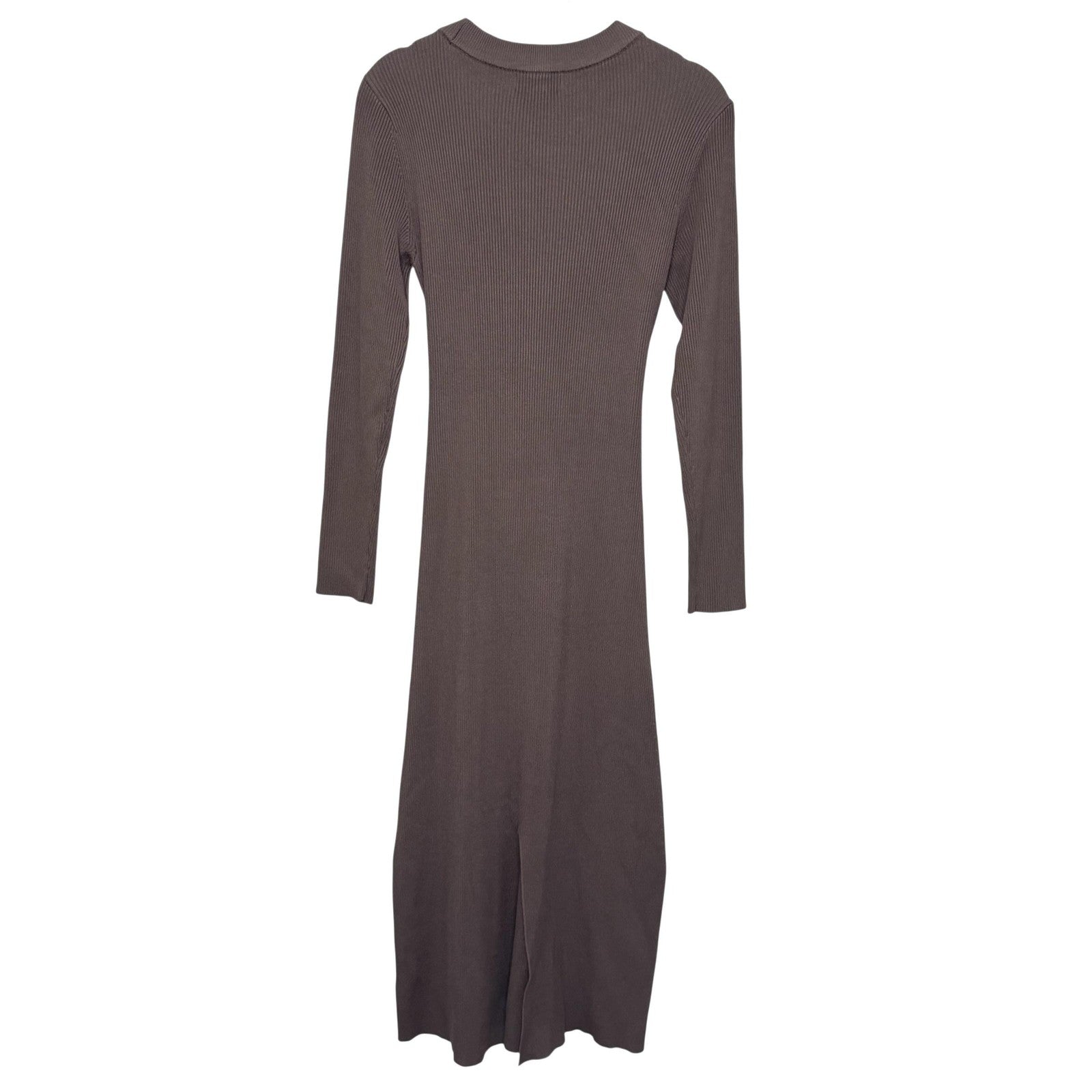 Evereve Dress Womens Small Brown Ribbed Knit Tie Waist Long Sleeve Midi Sweater
