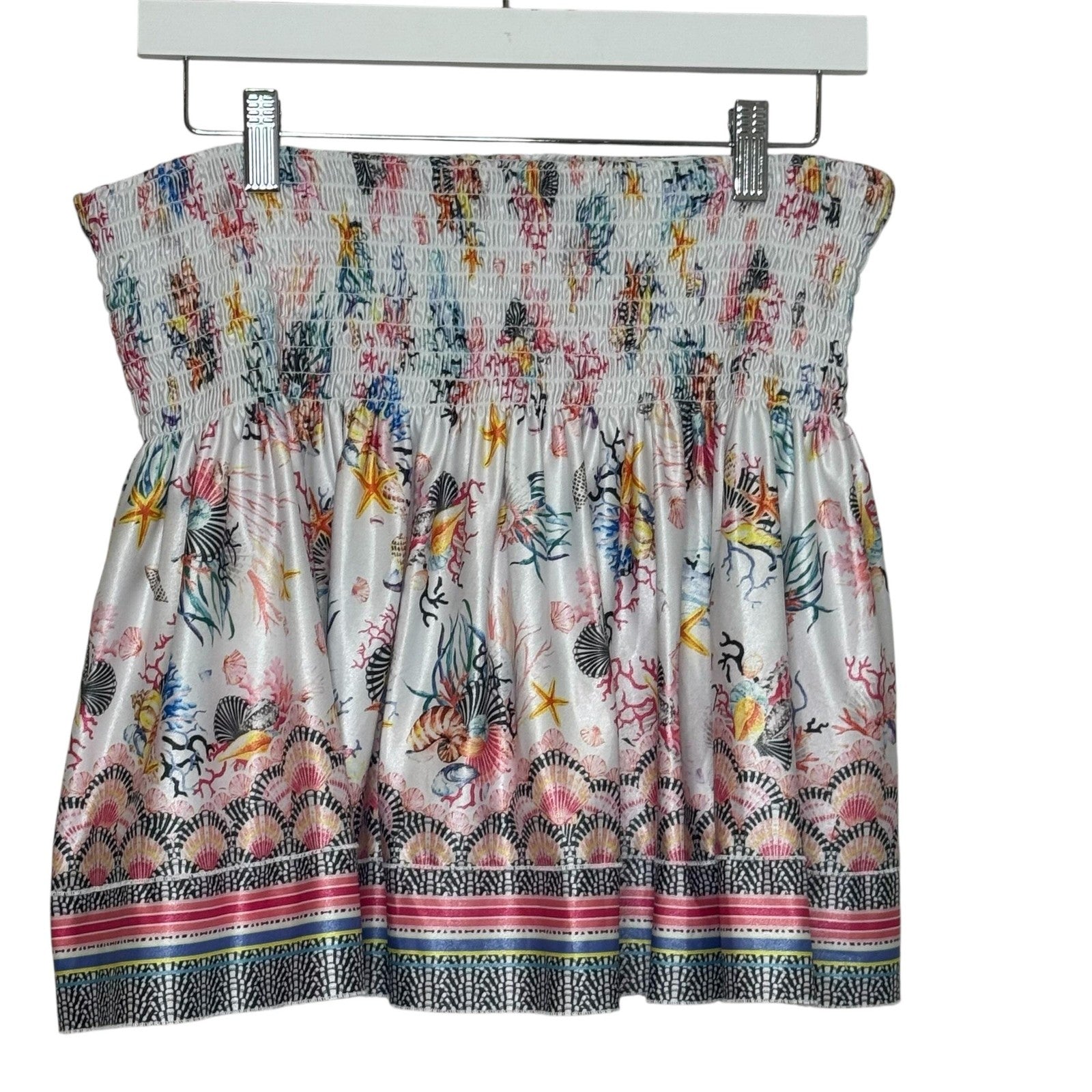 Lucky in Love Skort Womens Large Shell Yeah Sea Life Print Boho Stretch Elastic