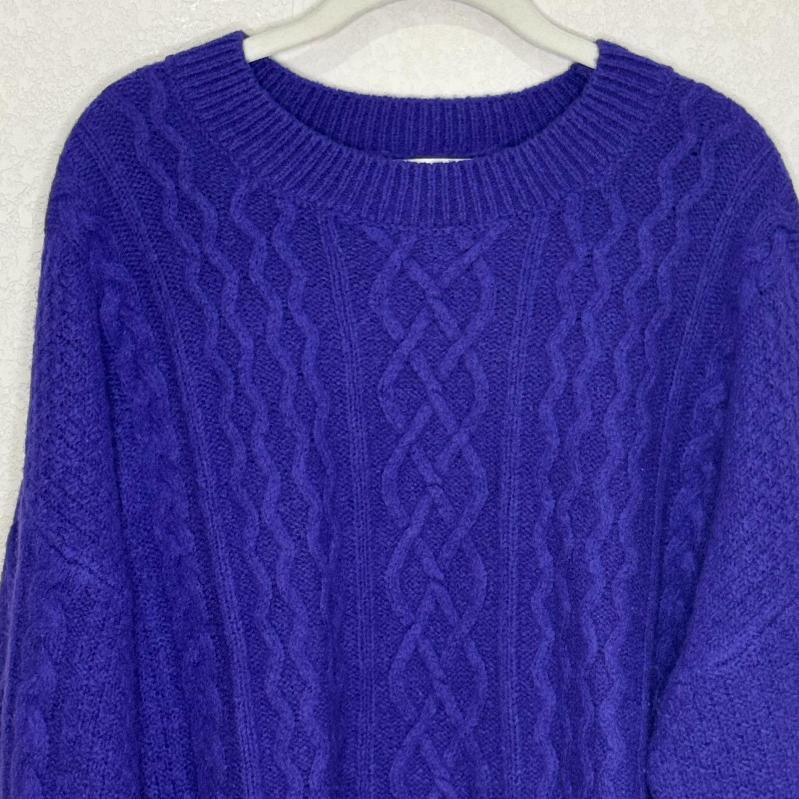 Favorite Daughter Sweater Womens Medium Purple Cable Merino Cashmere Crewneck