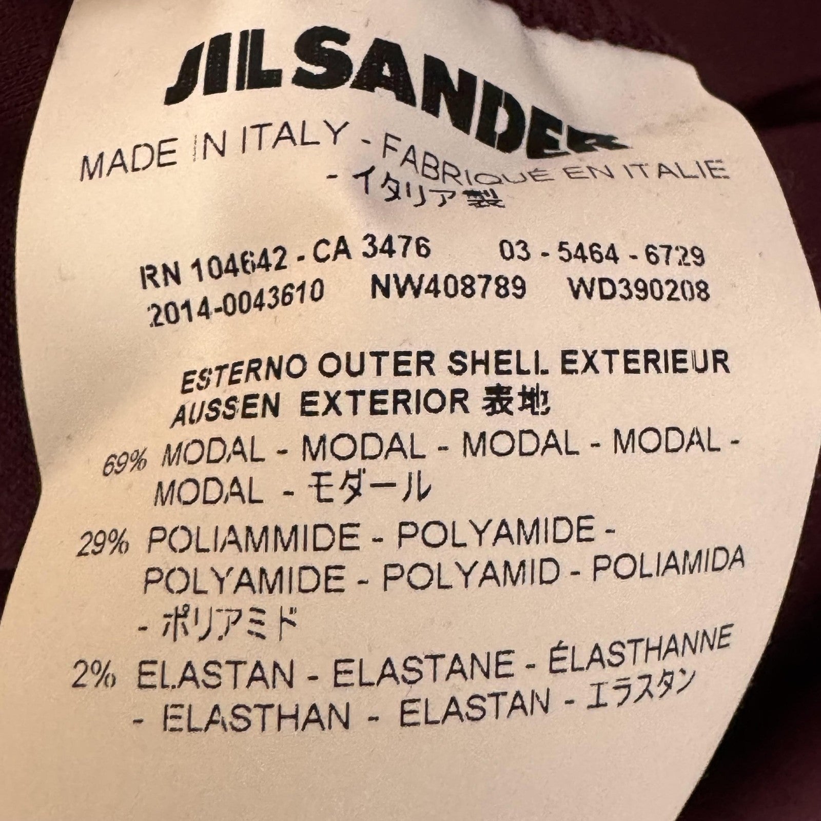 Jil Sander Dress Womens Medium Burgundy Sleeveless Midi Made Italy Modal Blend