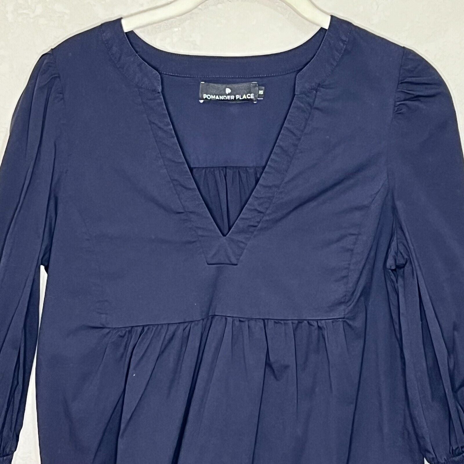 Tuckernuck Pomander Place Navy Blue Cotton Poplin Tiered Kenzo Dress Size XS