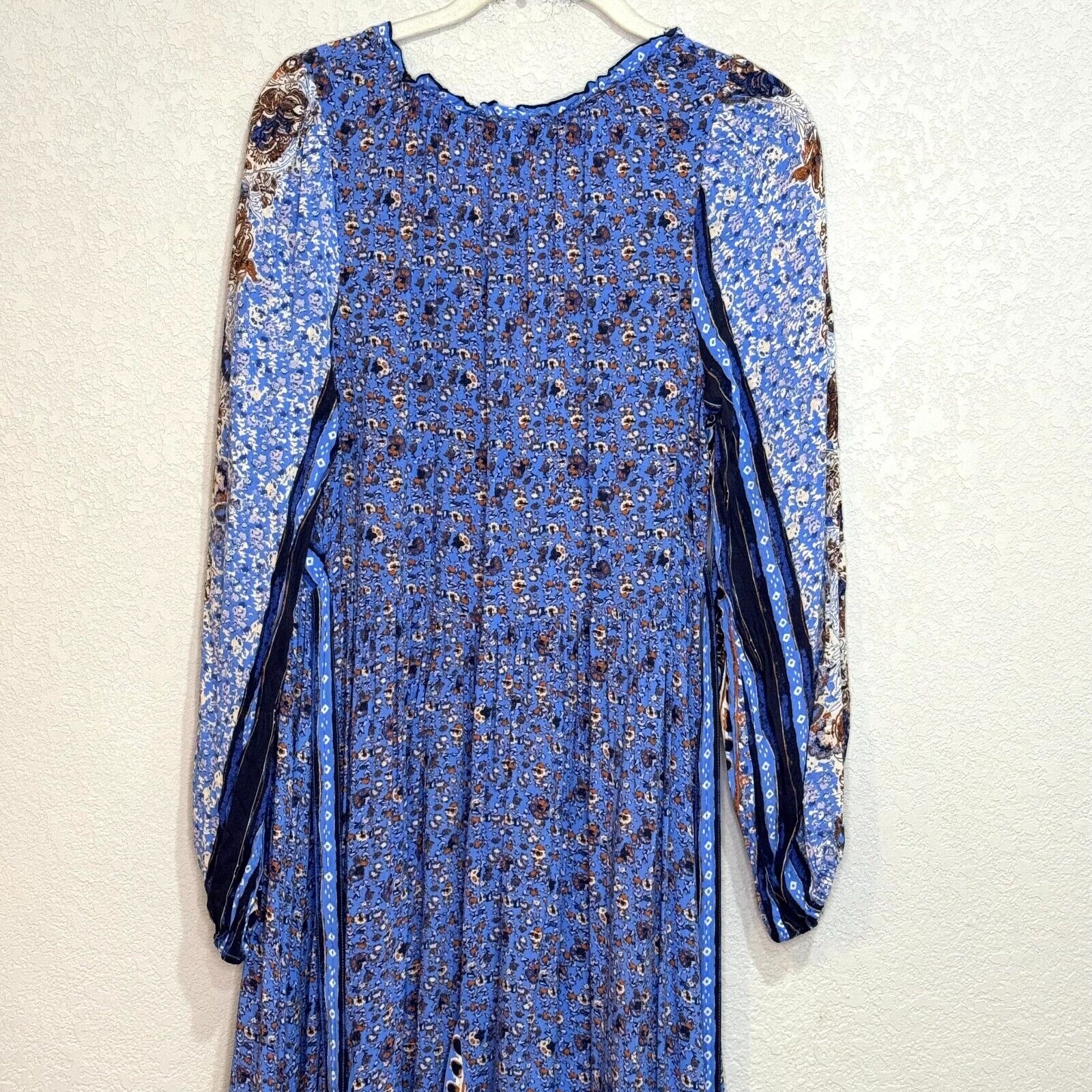 Free People Happy Feelings Midi Dress in Periwinkle Blue Combo Size Small