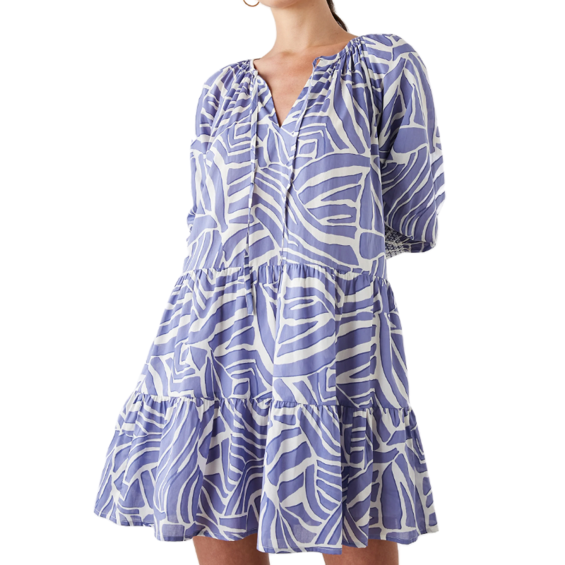 Rails Sia Dress Size Medium Island Waves Blue White Tropical Print Cotton $228