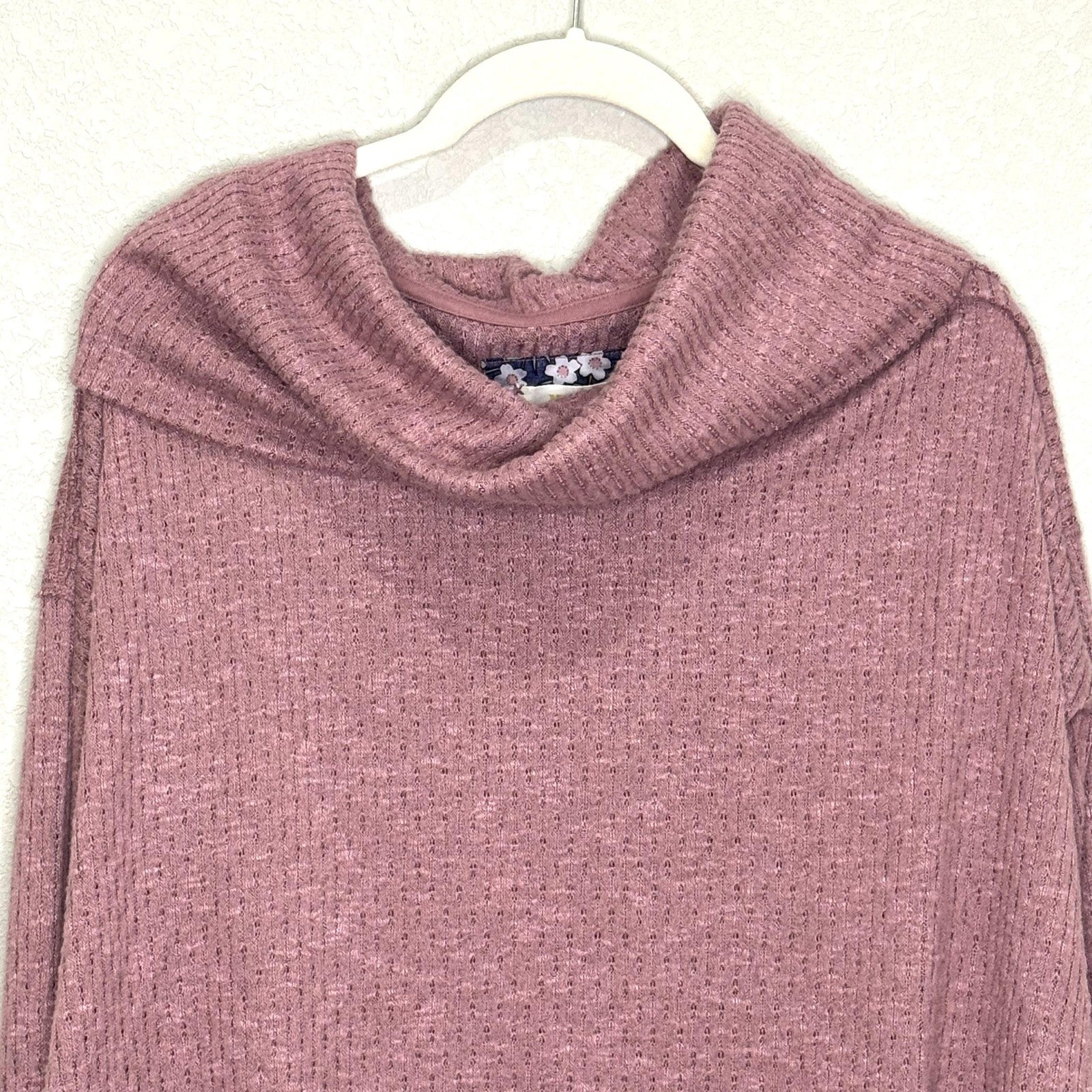 Maeve by Anthropologie Sweater Womens Small Mauve Cowl Neck Ruffle Hem Pullover
