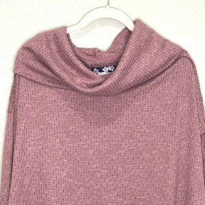 Maeve by Anthropologie Sweater Womens Small Mauve Cowl Neck Ruffle Hem Pullover