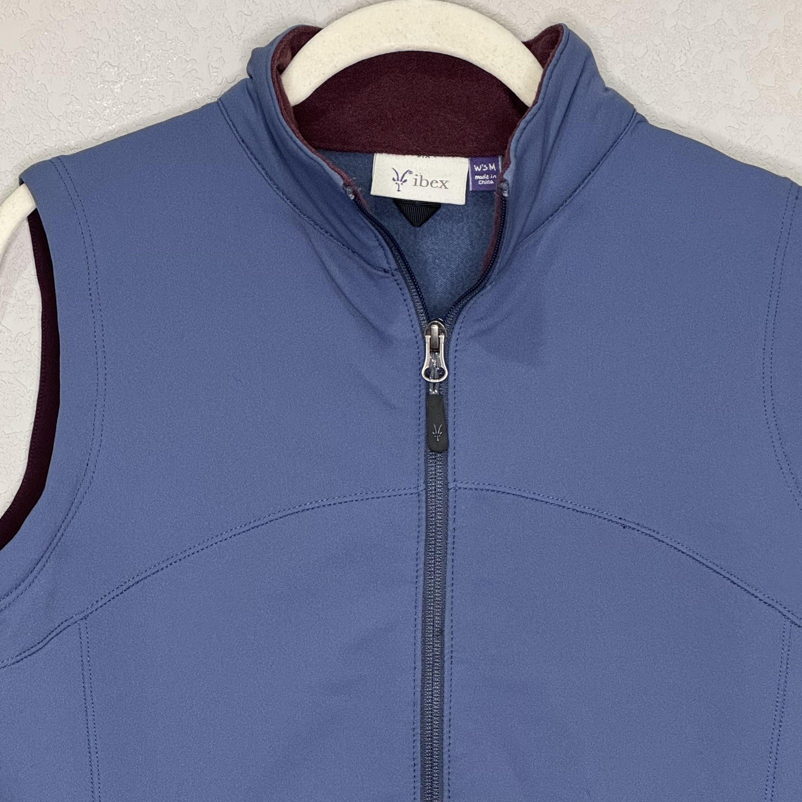 Ibex Vest Womens Medium Blue Climawool Wool Blend Softshell Full Zip Outdoor