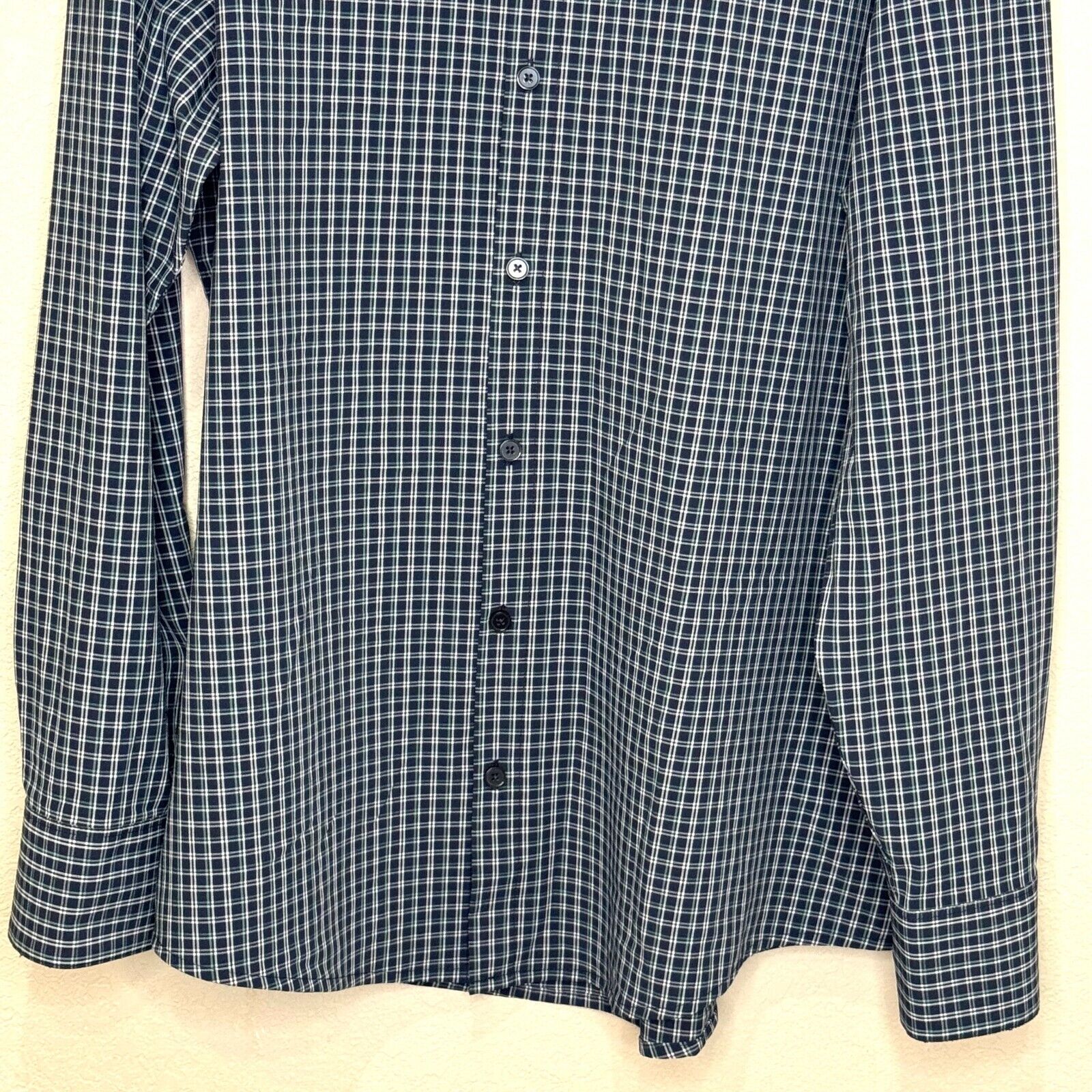 Mizzen + Main Leeward Classic Cut Shirt Size Large Blue Plaid Long Sleeve Button