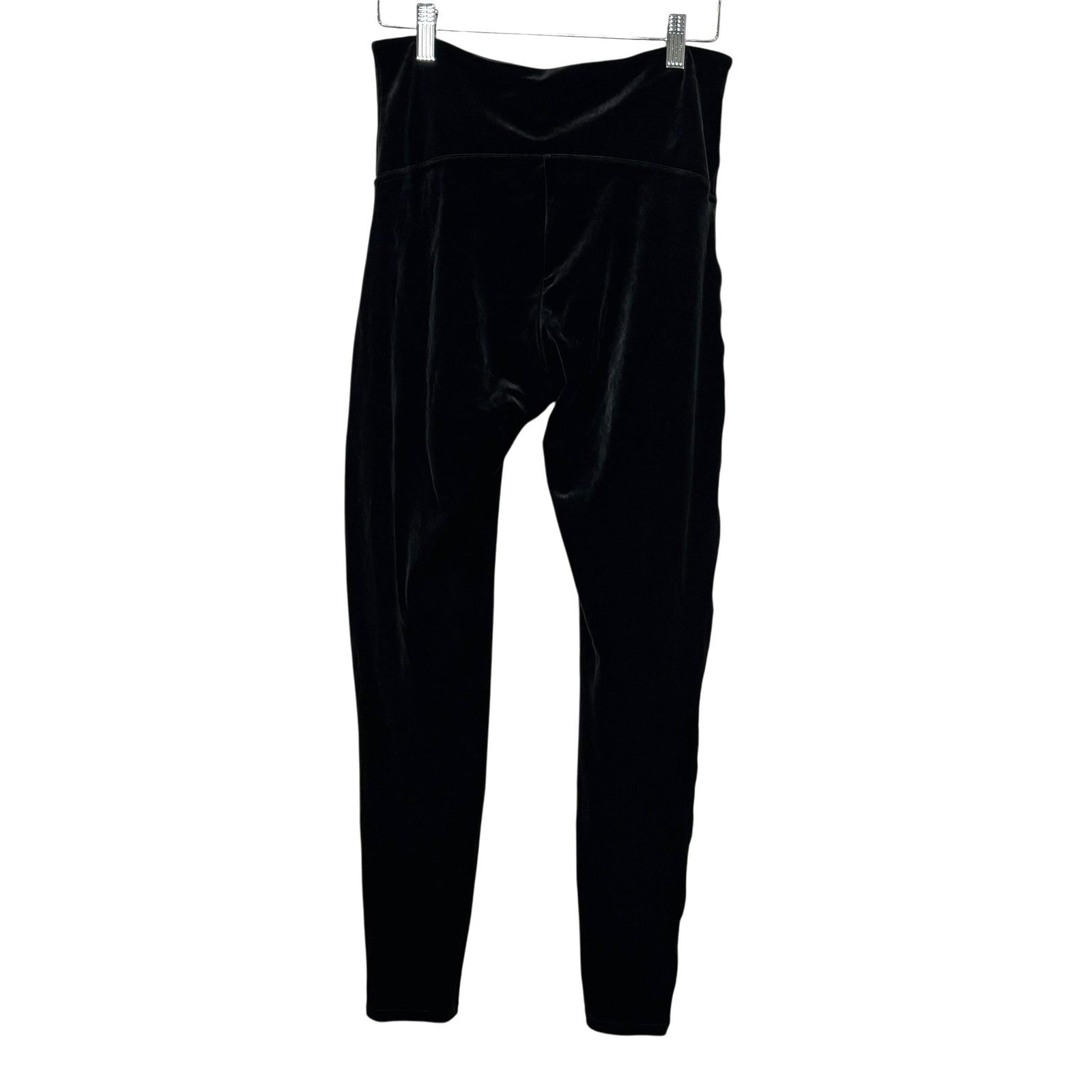 Spanx Leggings Womens Large Black Velvet High Rise Shapewear Stretch Pants 2070