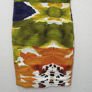 Alice + Olivia Dress Valerie 6 Multicolor Silk Sheath Sleeveless Fitted V Back