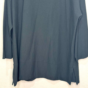 Eileen Fisher Dark Green Crepe Stretch Jersey Top Size Large Viscose Blend