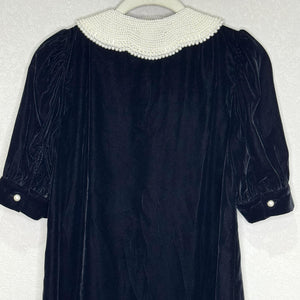 & Other Stories Paris Atelier Dress Womens 2 Black Velvet Pearl Collar Mini