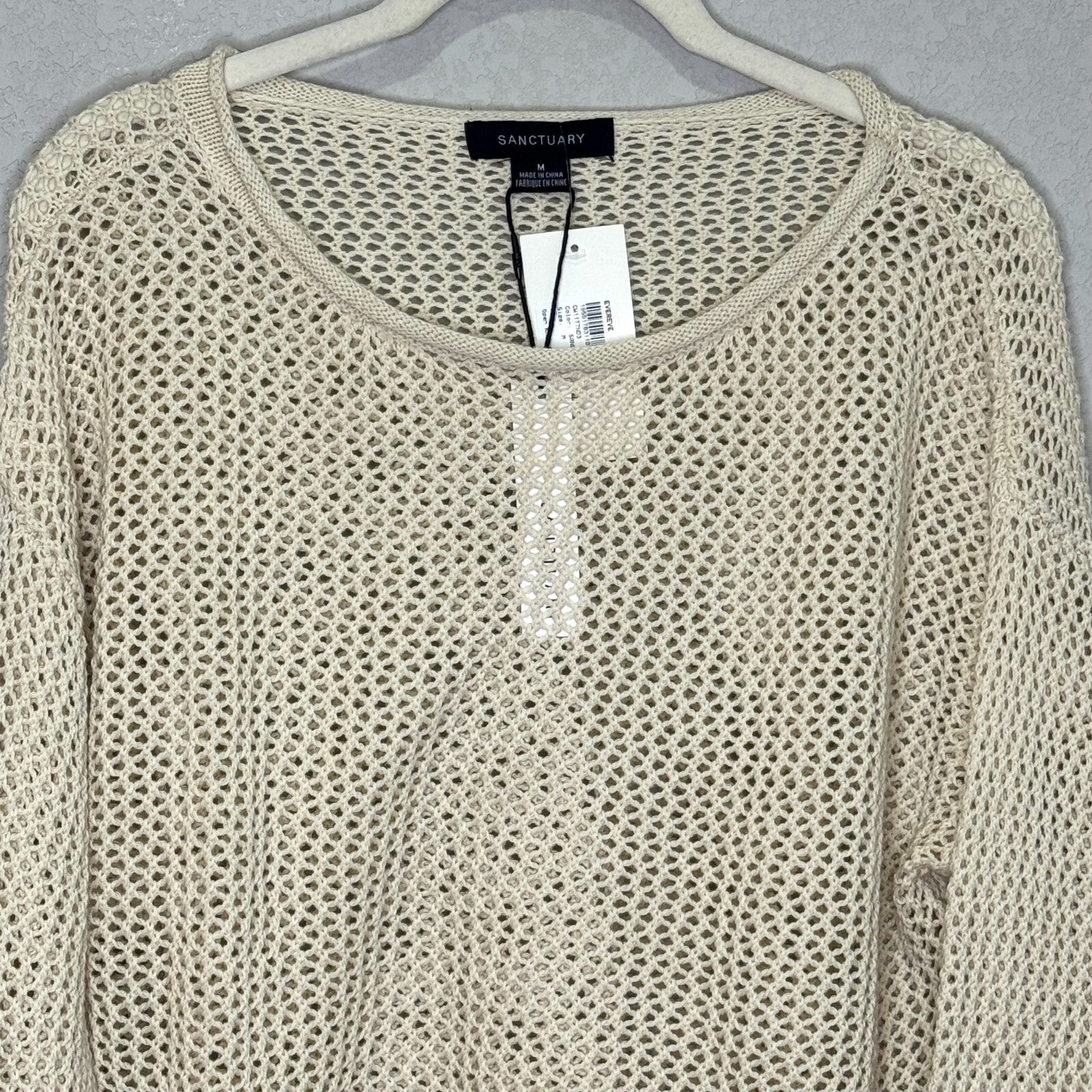 Sanctuary Open Knit Sweater Size Small Sandshell Cream NEW $89