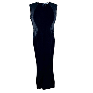 Manier De Voir NEW Black Satin Contour Flared Jumpsuit Size 8