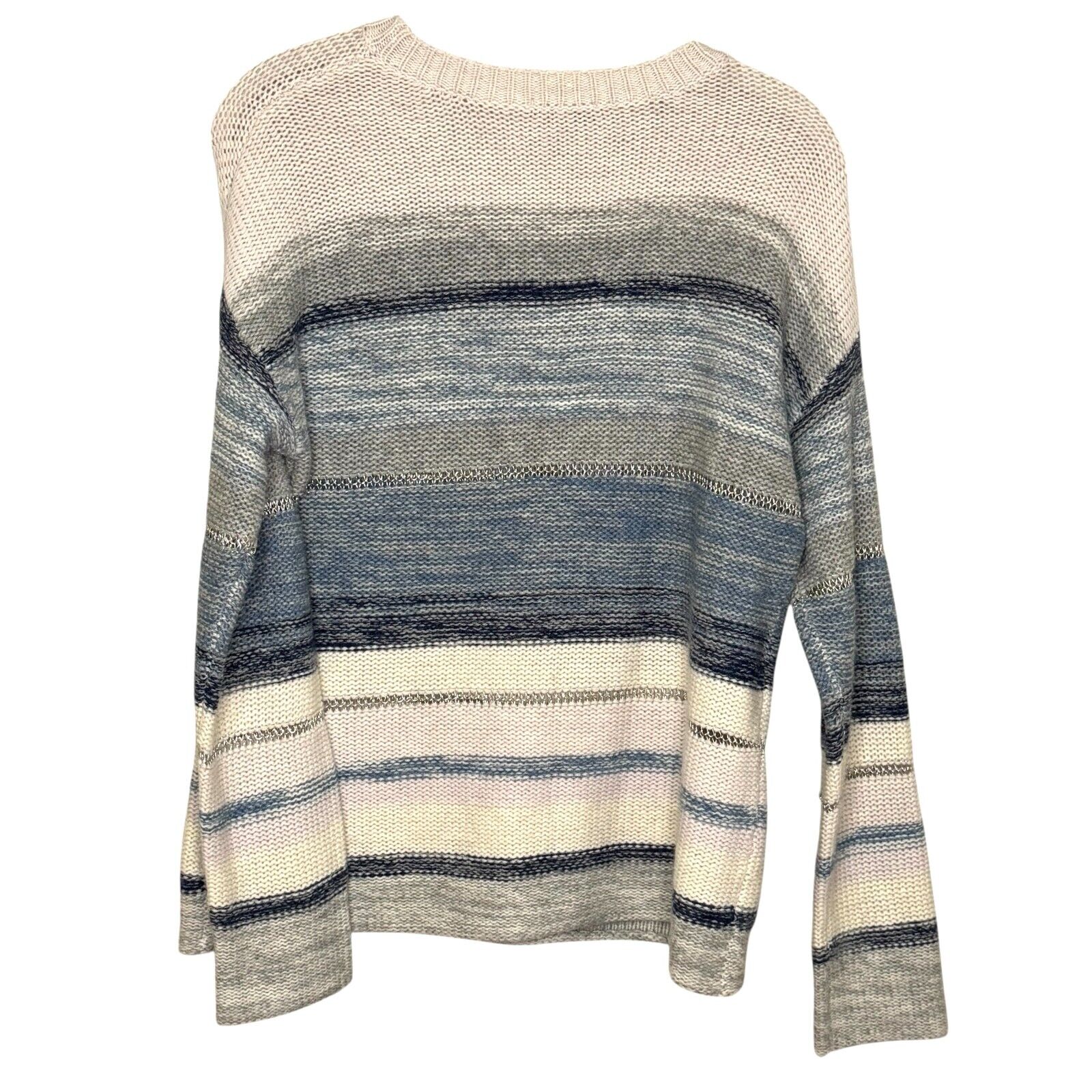 Rails Sweater Size XS Daphne Stripe Wool & Cashmere Blue Grey Ivory Metallic