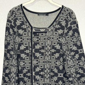 Peruvian Connection Sweater Womens XL Black Cream Pima Cotton Tunic Boho Knit