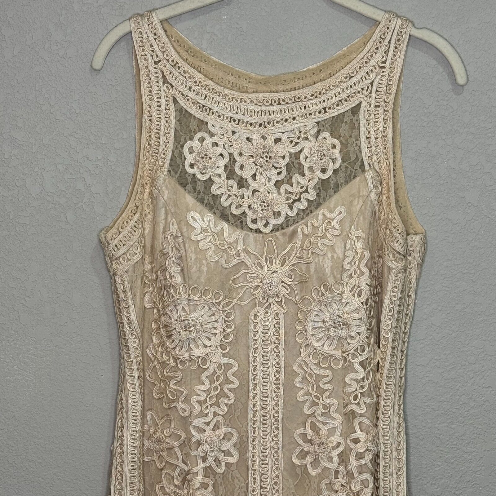 Sue Wong Nocturne Ivory Lace Sleeveless Dress Size 12