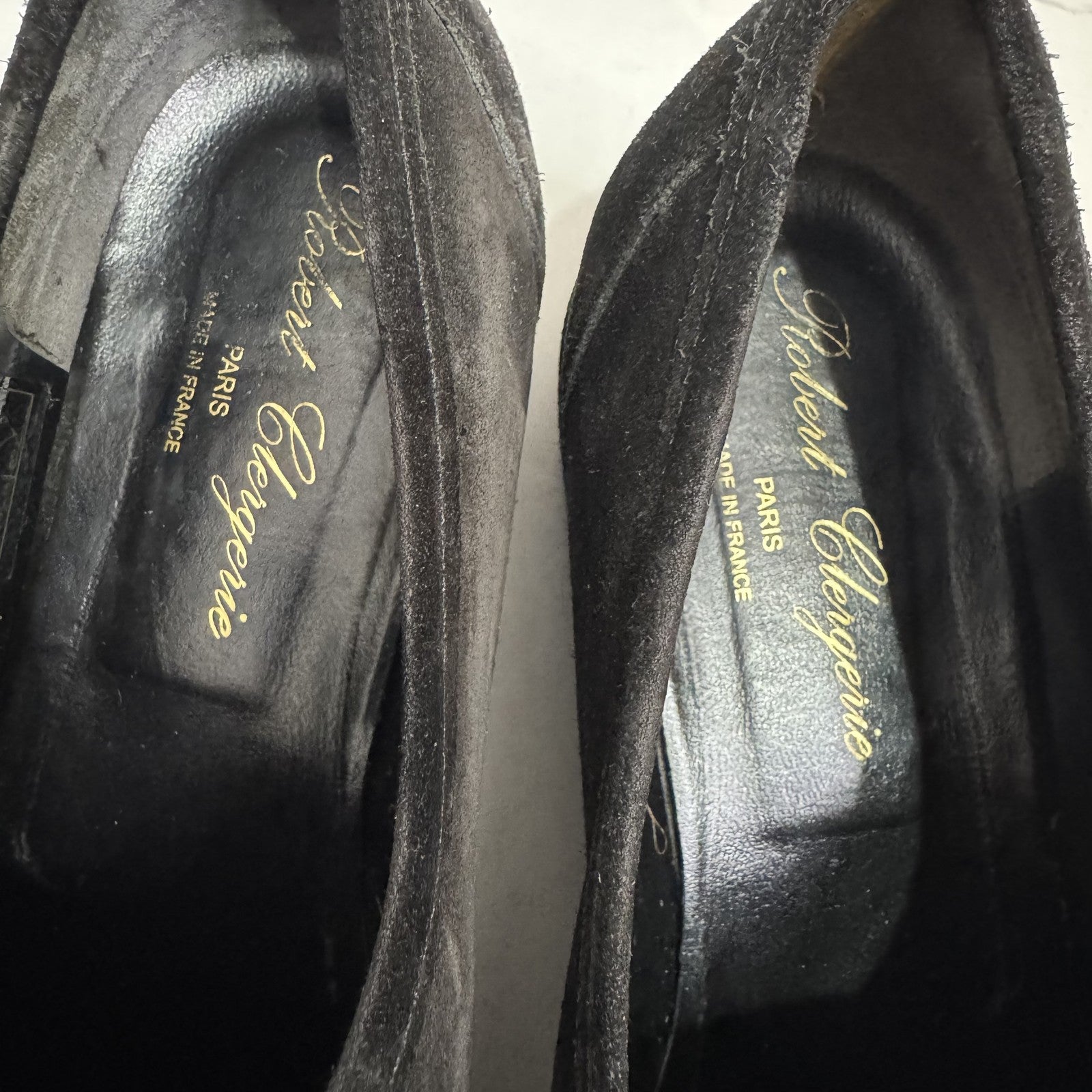 Robert Clergerie Shoes Womens Size 8.5 Black Suede Loafer Made in France Elegant