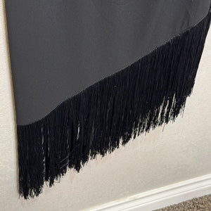 Hutch Black Fringe One Shoulder Formal Dress Size Large NEW $190