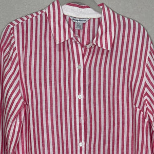 Tommy Bahama Coastalina Cabana Stripe Linen Tunic Size Small Pink Tutti Fruiti