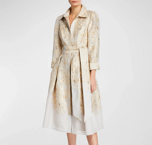 Rickie Freeman for Teri Jon Shirt Dress Size 8 Metallic Midi Jacquard NEW $560