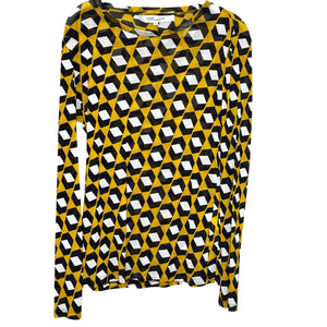 Diane Vone Furstenberg DVF Logan Top Size Medium Arrow Head Yellow Sheer $168