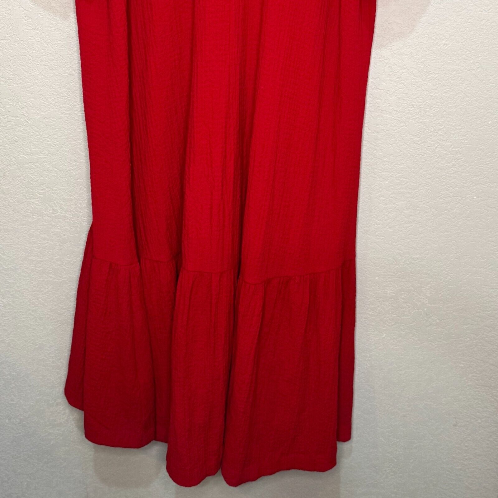 Anthropologie Maeve Scarletta Maxi Dress Size Small Bright Red Textured