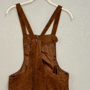 Desperado Vintage Womens Brown Suede Leather Apron Dress Jumper Size Medium