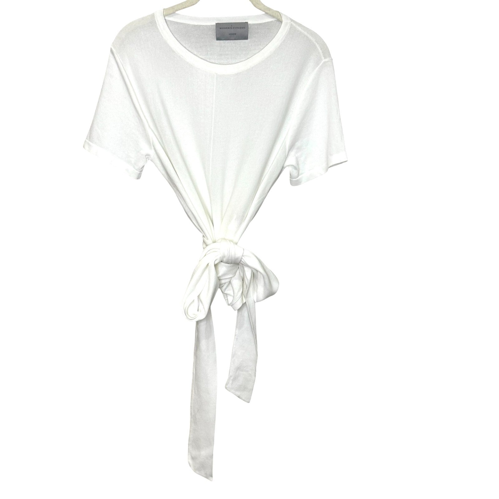 Modern Citizen Top Size Small Jude White Cropped Tie-Front