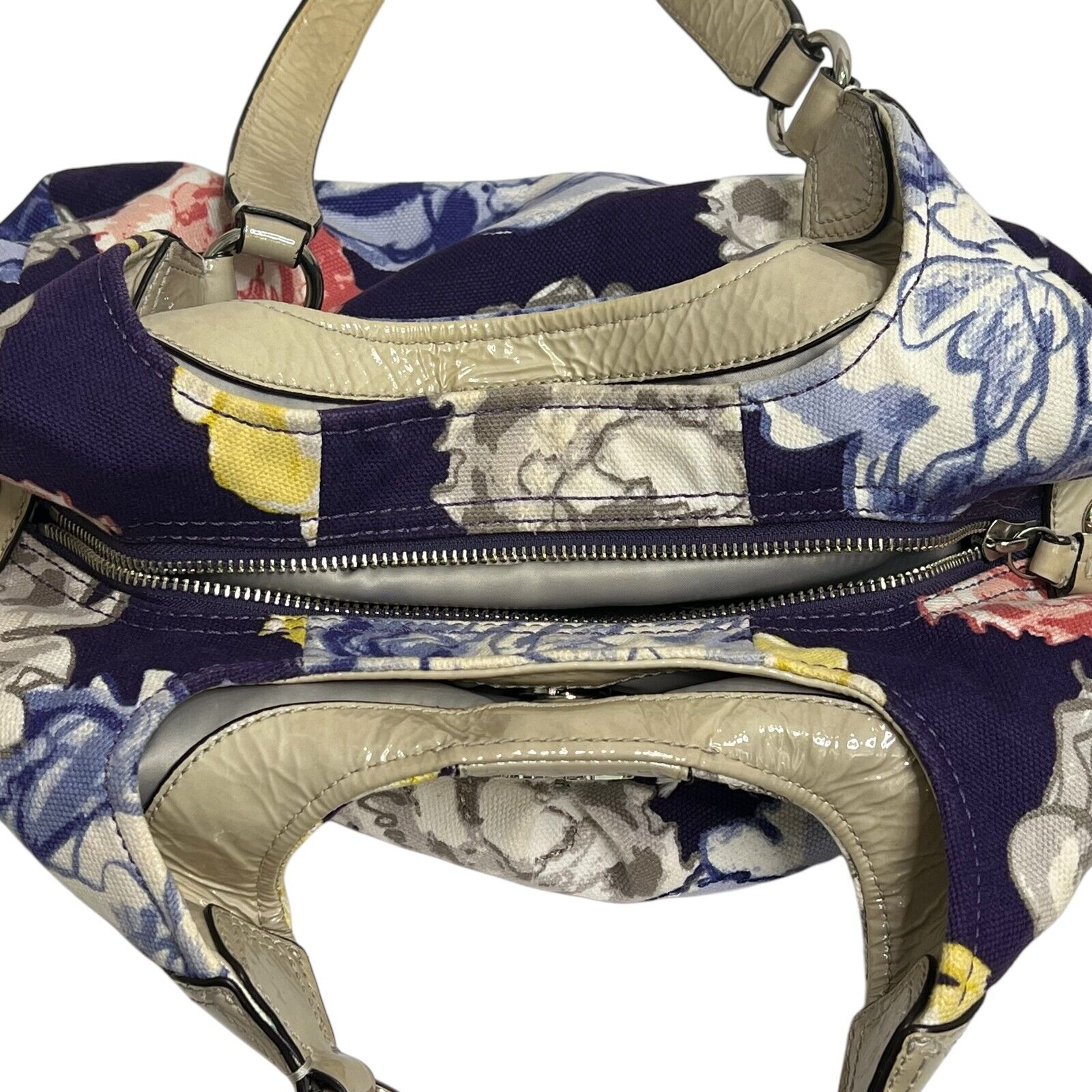 Coach Madison Maggie Navy Multi Floral Handbag Shoulder Bag Purse