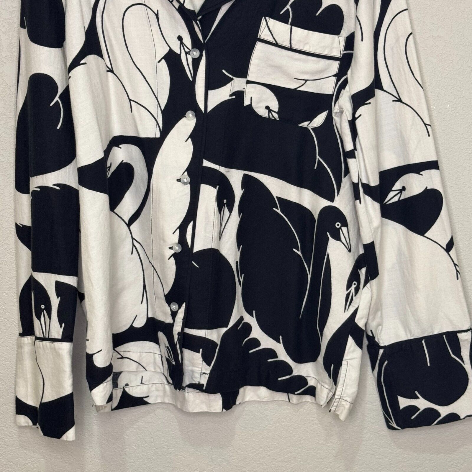 Anthropologie Cecelia Petterson Pajama Shirt Size Medium Black White Flannel