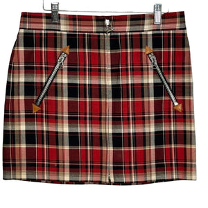 Rag & Bone NY Leah Red Plaid Tartan Mini Skirt US Size 6 MSRP $395