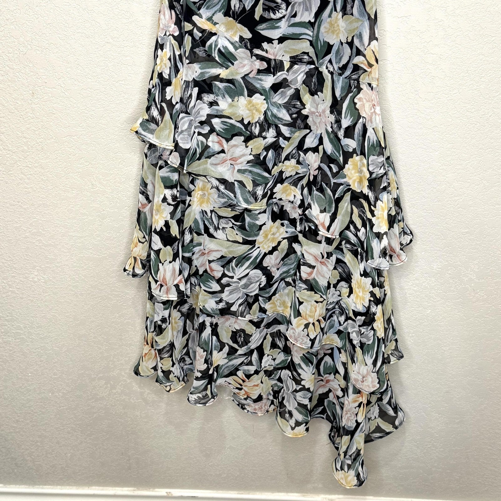 Petal + Pup Dress Womens 8 AU 12 Floral Ruffle Maxi Tiered Spaghetti Strap