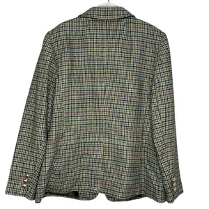 Talbots Blazer Womens 16 Houndstooth Wool Blend Tweed Two Button Gold Crest