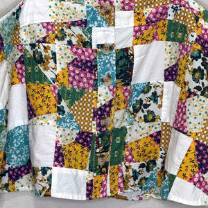 Anthropologie Pilcro Top Small Patchwork Button Front Boho Floral Quilt Tank