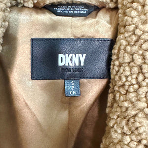 DKNY New Camel Oversized Long Sherpa Teddy Coat Size Small $400