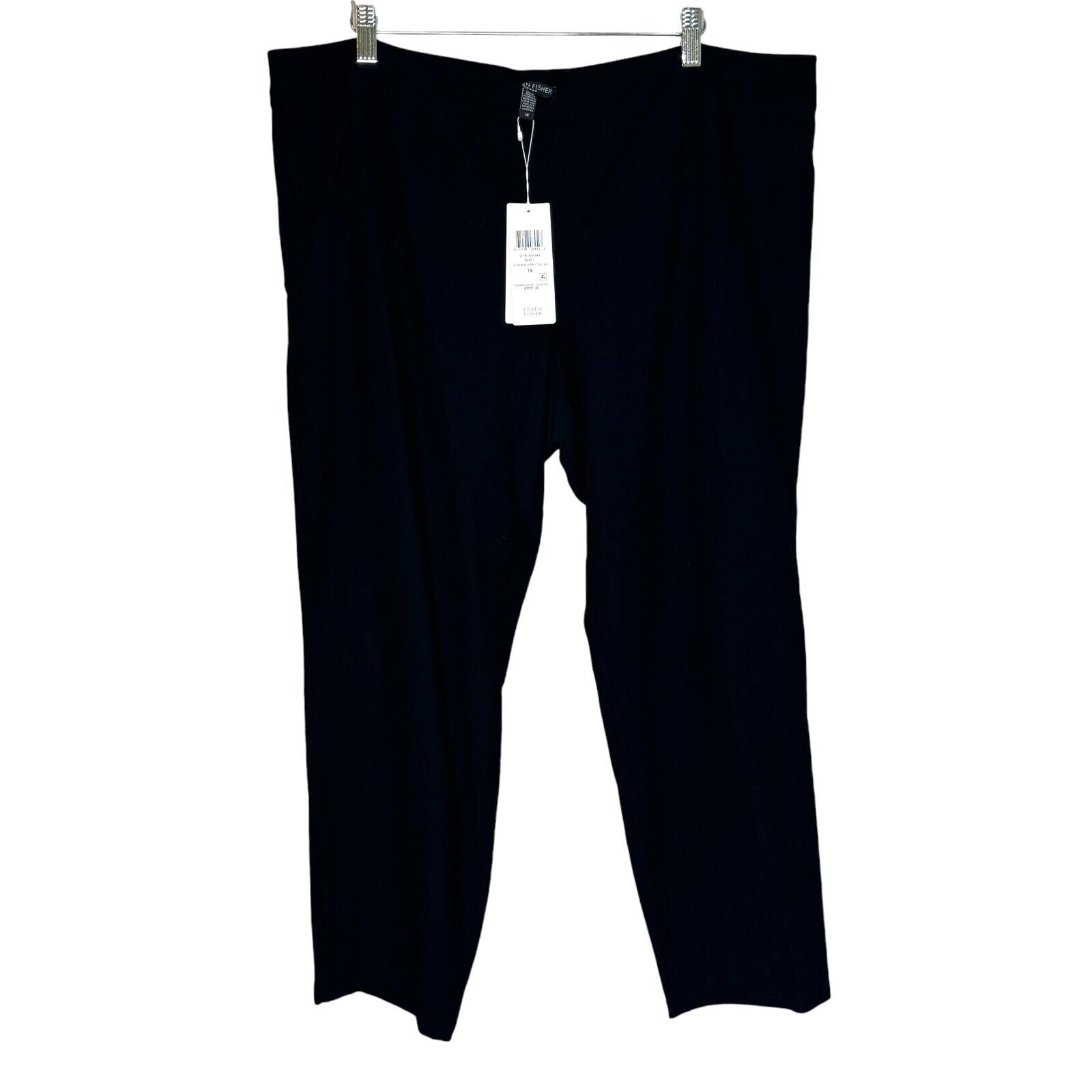 Eileen Fisher NEW Black System Stretch Crepe Slim Ankle Pants Size 1X $168