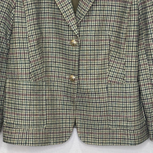 Talbots Blazer Womens 16 Houndstooth Wool Blend Tweed Two Button Gold Crest