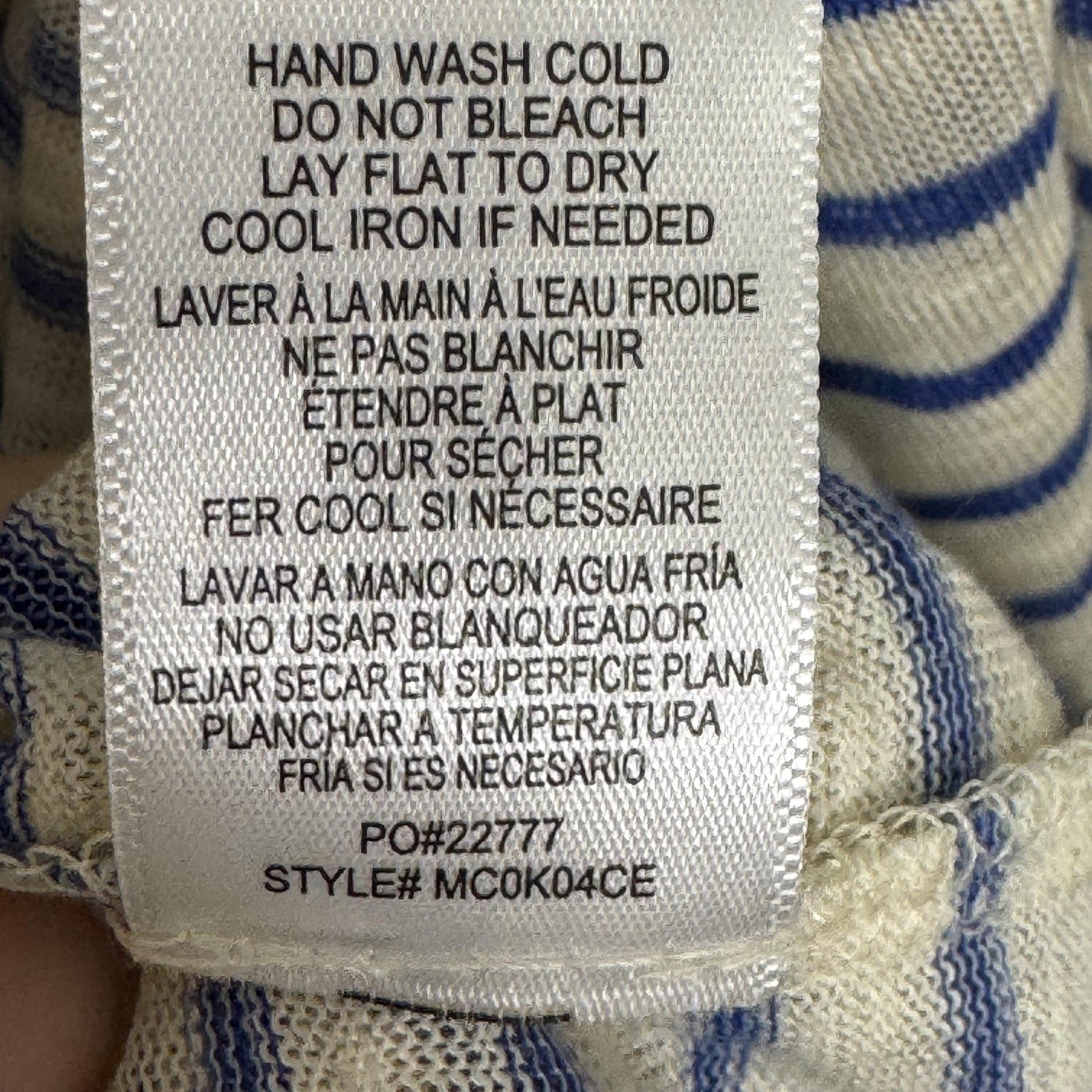 Bobeau Cardigan Womens Medium Blue White Striped Open Front Lightweight Sweater